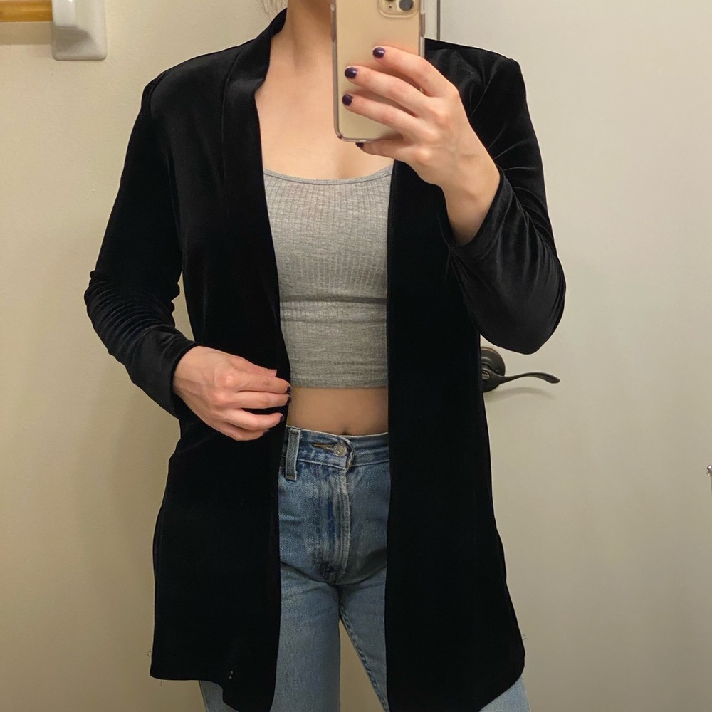 🎉Vtg 90s Black Velvet Cardigan